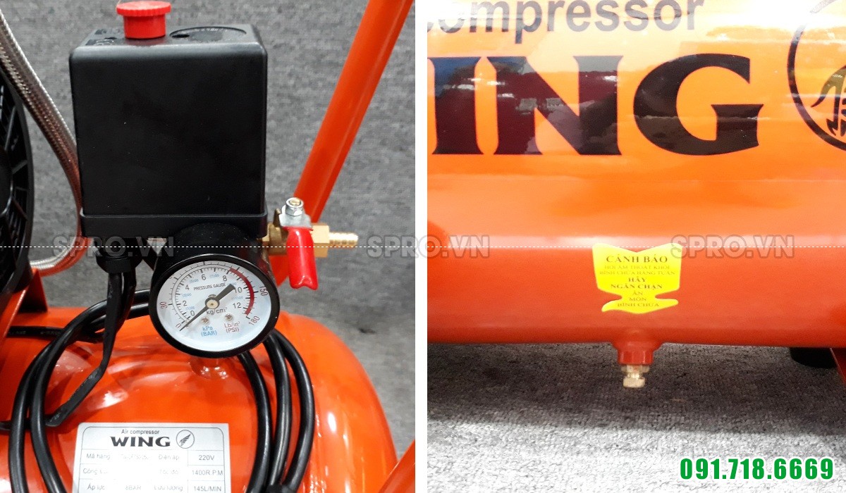 Máy nén khí không dầu giảm âm 1HP Wing TW-OF750-25L - Dung tích 25L