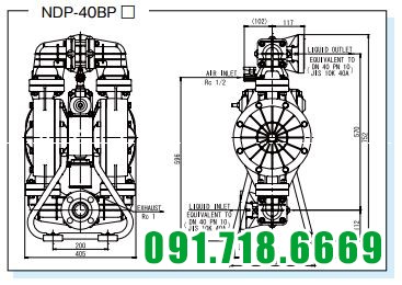 cấu tạo Máy bơm màng khí nén Yamada NDP-40 BPT
