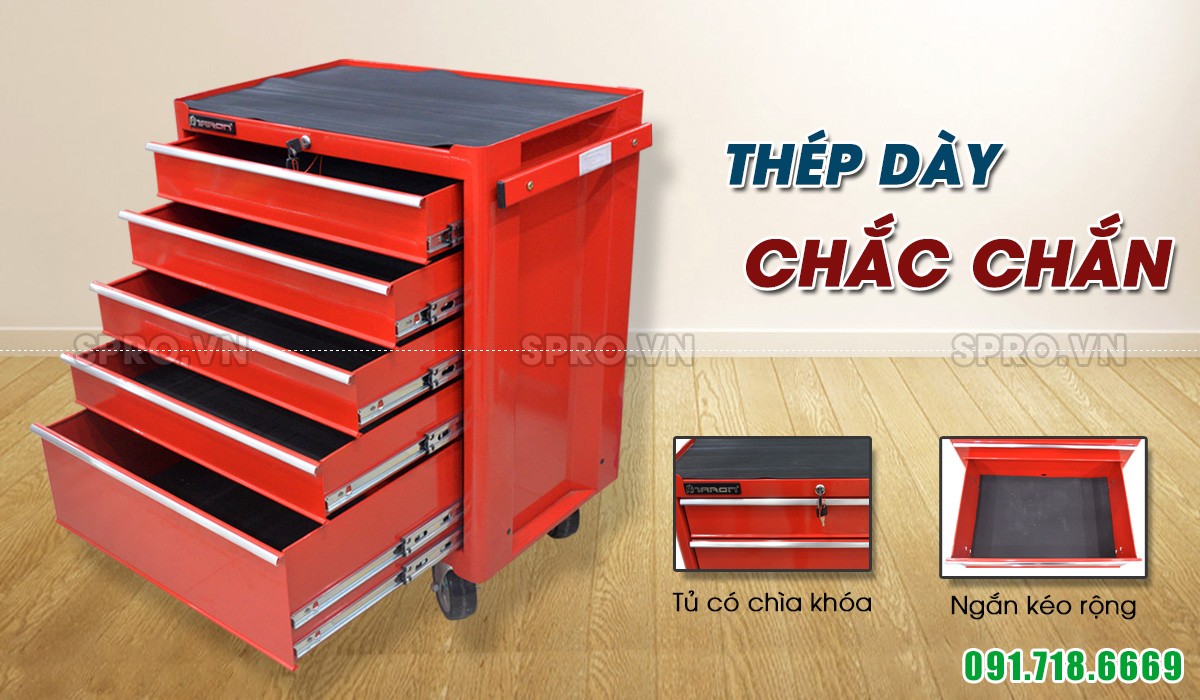 Tủ kéo 5 ngăn đựng dụng cụ đồ nghềTK5N-TP có khóa giá rẻ