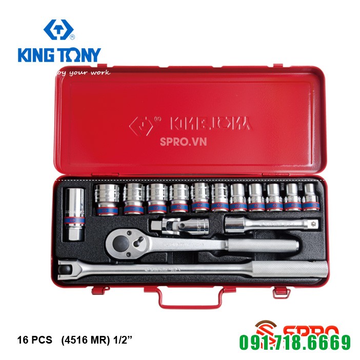 Bộ khẩu tuýp lục giác 16 chi tiết kingtony 4516MR- 1/2