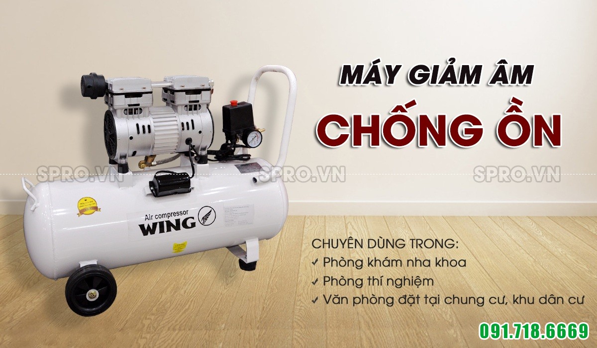 Máy nén khí mini không dầu 1HP Wing TW-OF750-35L - Dung tích 35L