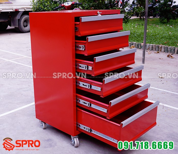 Tủ kéo đựng dụng cụ đồ nghề 6 ngăn TK6N-TV có khóa