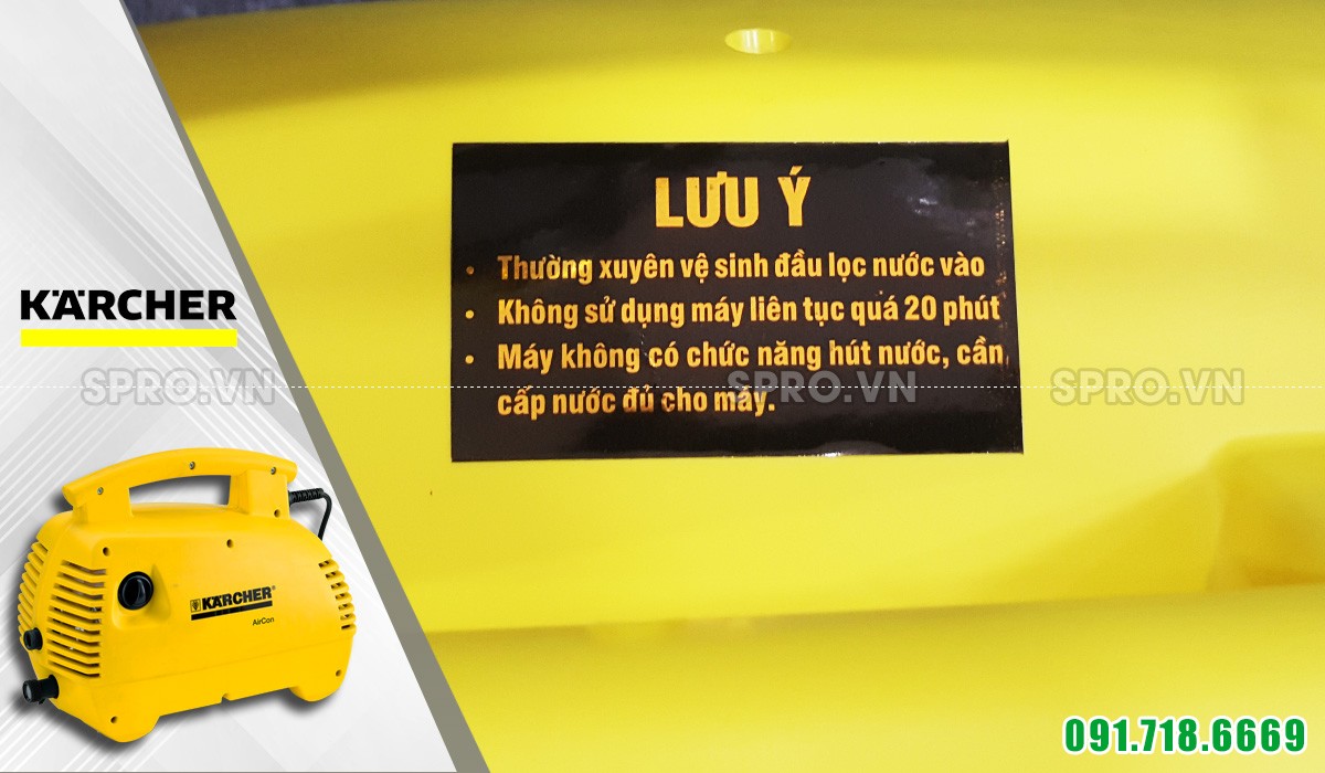 lưu ý sử dụng máy rửa xe mini Karcher K2.420 Air Con