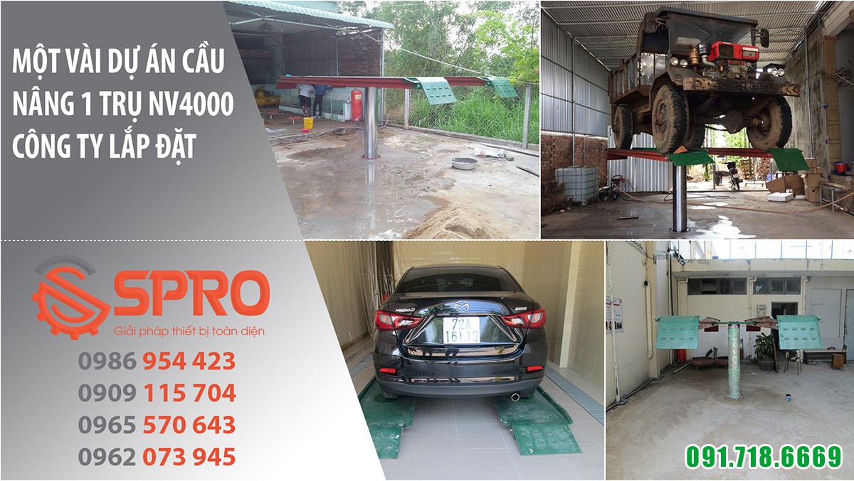 cầu nâng 1 trụ nv4000 là loại cầu nâng rửa xe chuyên nghiệp, có độ bền cao