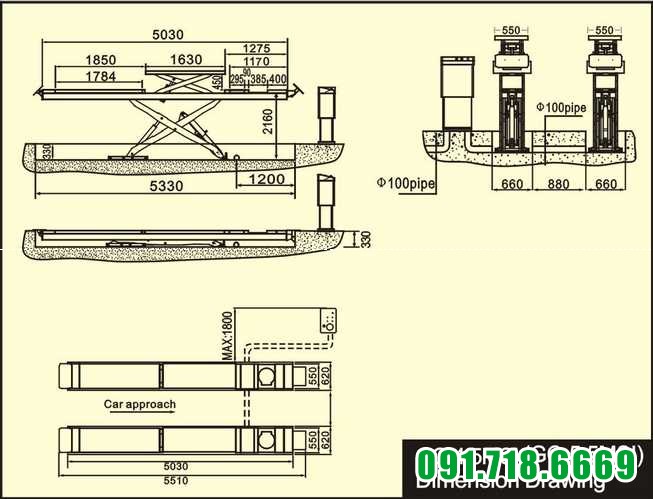Cầu nâng cắt kéo TITANO 4.5MSI - Bàn rộng, 2 tầng