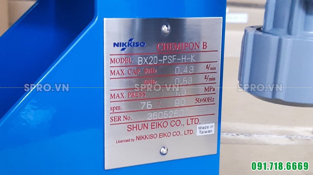 Thông số bơm định lượng Nikkiso BX20 PSF H K