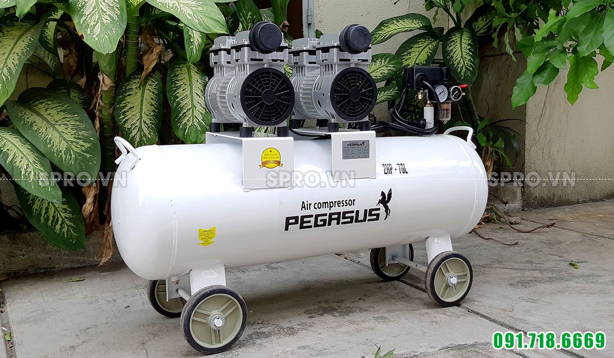 Máy nén khí không dầu 2HP Pegasus TM-OF750x2-70 - Dung tích 70L