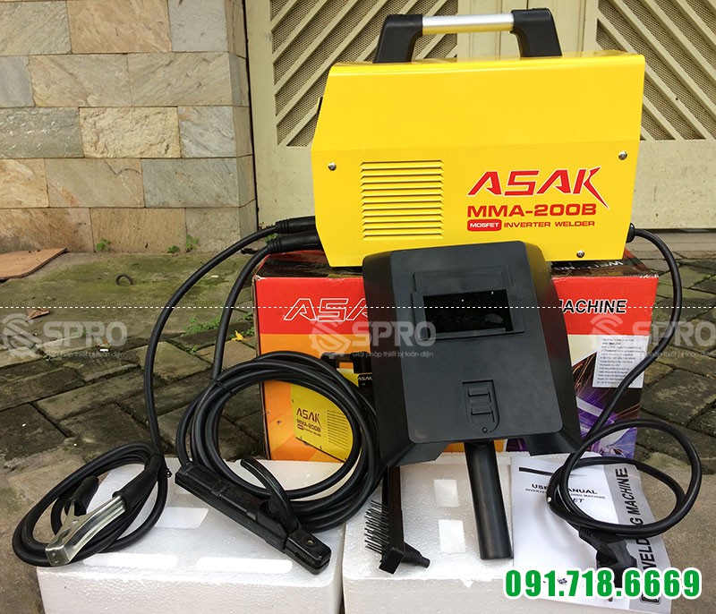 Máy hàn điện tử mini ASAK MMA-200B que hàn 2.5 - 4.0mm