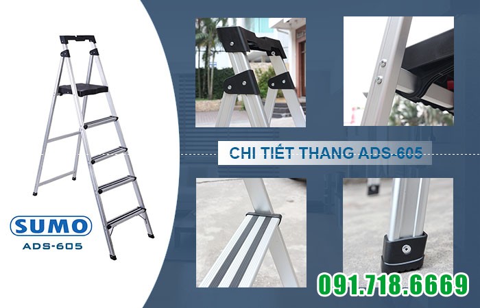 thang ghế nhôm 5 bậc SUMO - ADS-605