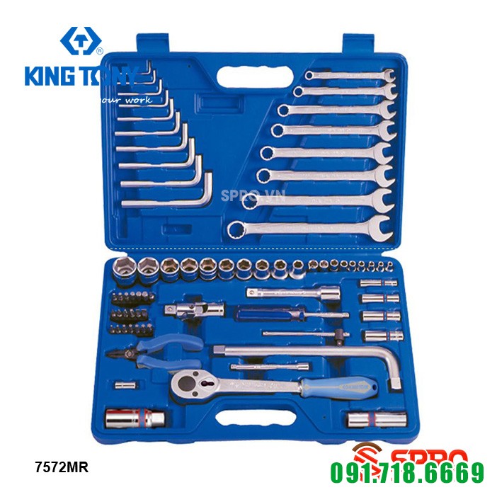 Bộ khẩu tuýp lục giác 1/4'' và 1/2'' KINGTONY 7572MR - 72 Chi tiết