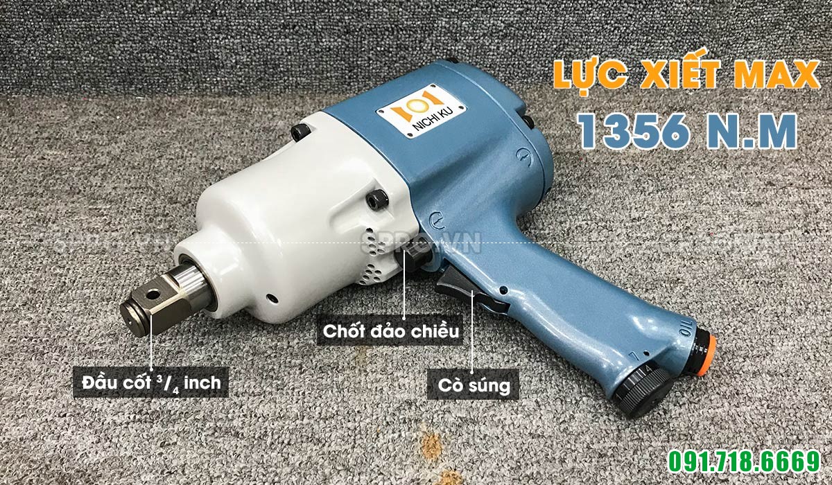 Súng có lực xiết max 1356 N.m