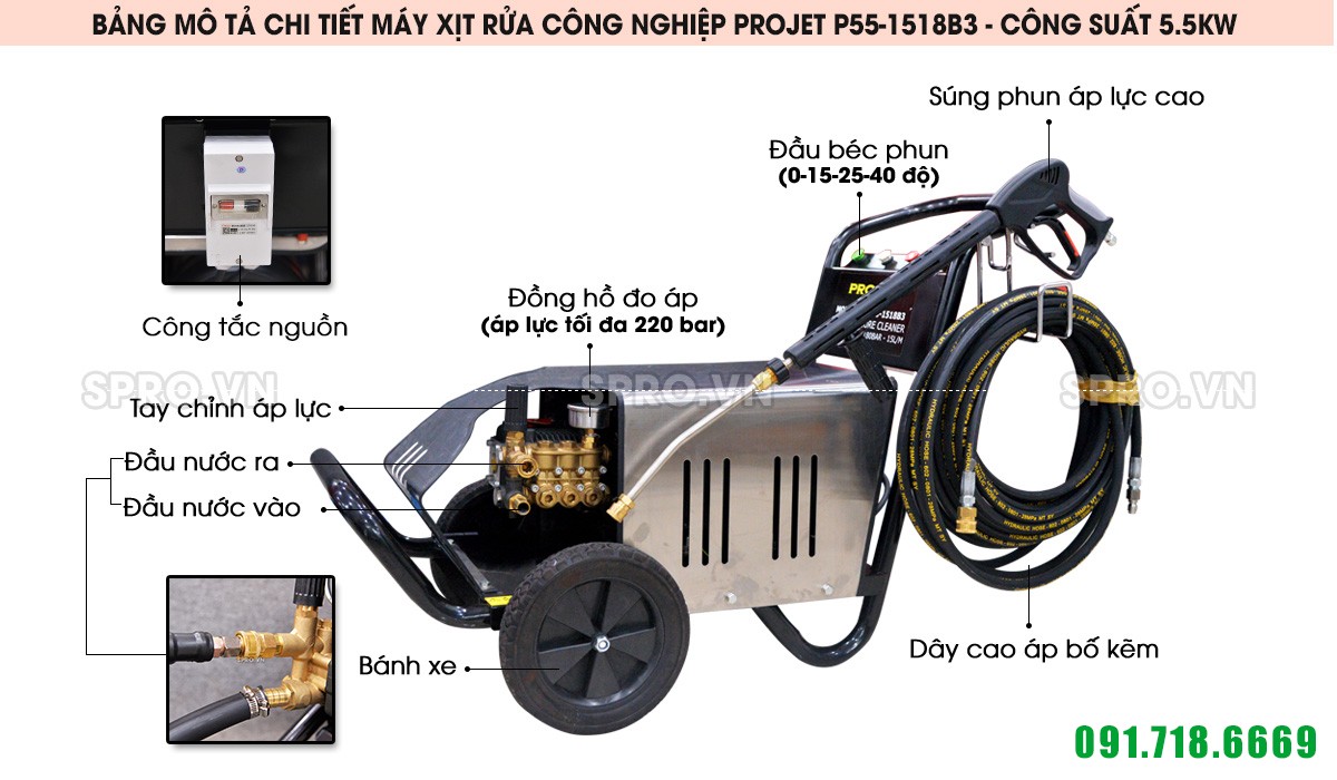 Máy rửa xe cao áp Projet P55-1518B3