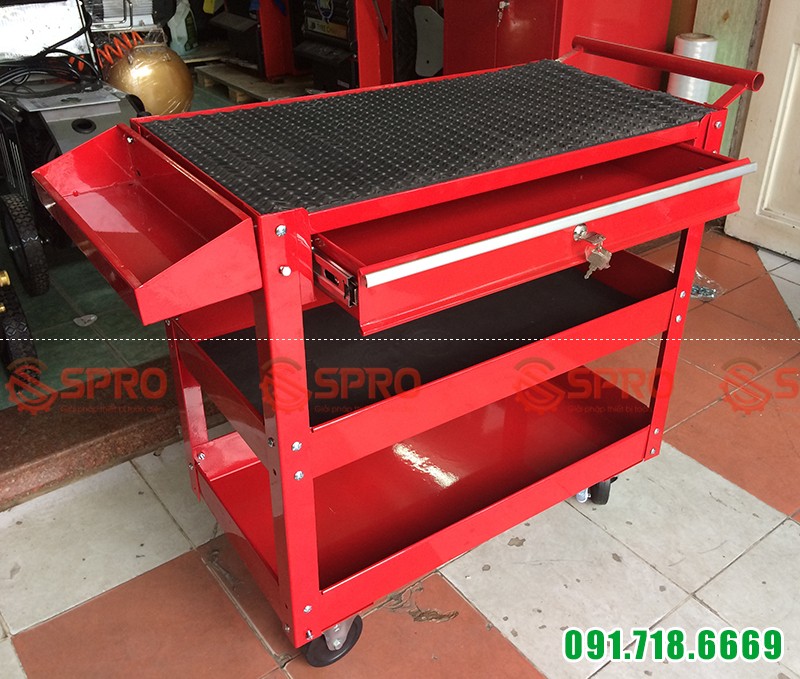 Xe đẩy đựng dụng cụ 3 ngăn với 1 ngăn kéo có khóa XDC3N-1K