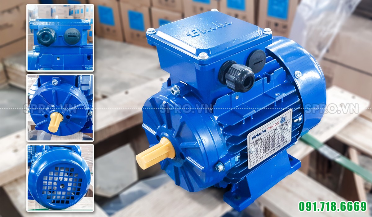 Thiết kế động cơ điện motor Elektrim EM71B-4 3 pha công suất 0.5 HP
