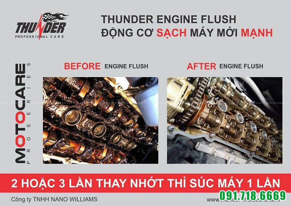 Dung dịch hóa chất súc rửa động cơ Thunder engine flush 100ml bomnhapkhau.com.vn