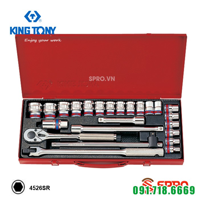 Bộ khẩu tuýp lục giác Kingtony 24 chi tiết 4526SR 1/2