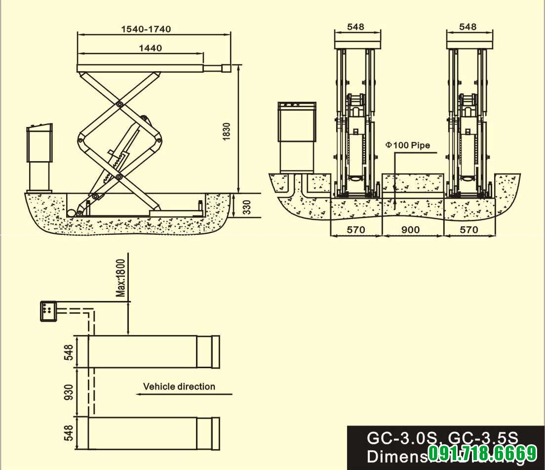 CẦU NÂNG CẮT KÉO TITANO 3.0S - NÂNG BỤNG, 3 TẤN