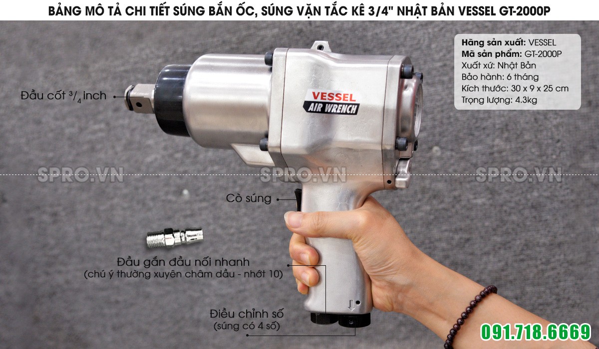 Súng bắn ốc, súng vặn tắc kê 3/4
