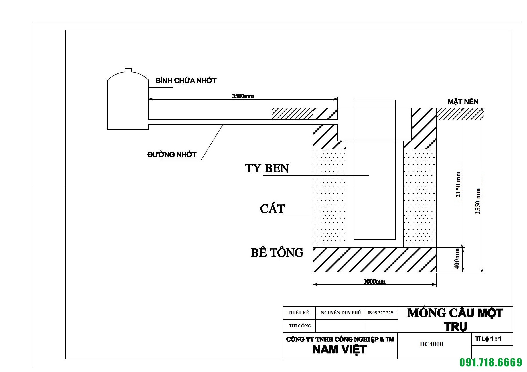 bản vẽ cầu nâng 1 trụ DC4000