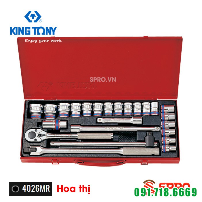 Bộ khẩu tuýp lục giác 24 chi tiết Kingtony 4026MR - 10-32mm
