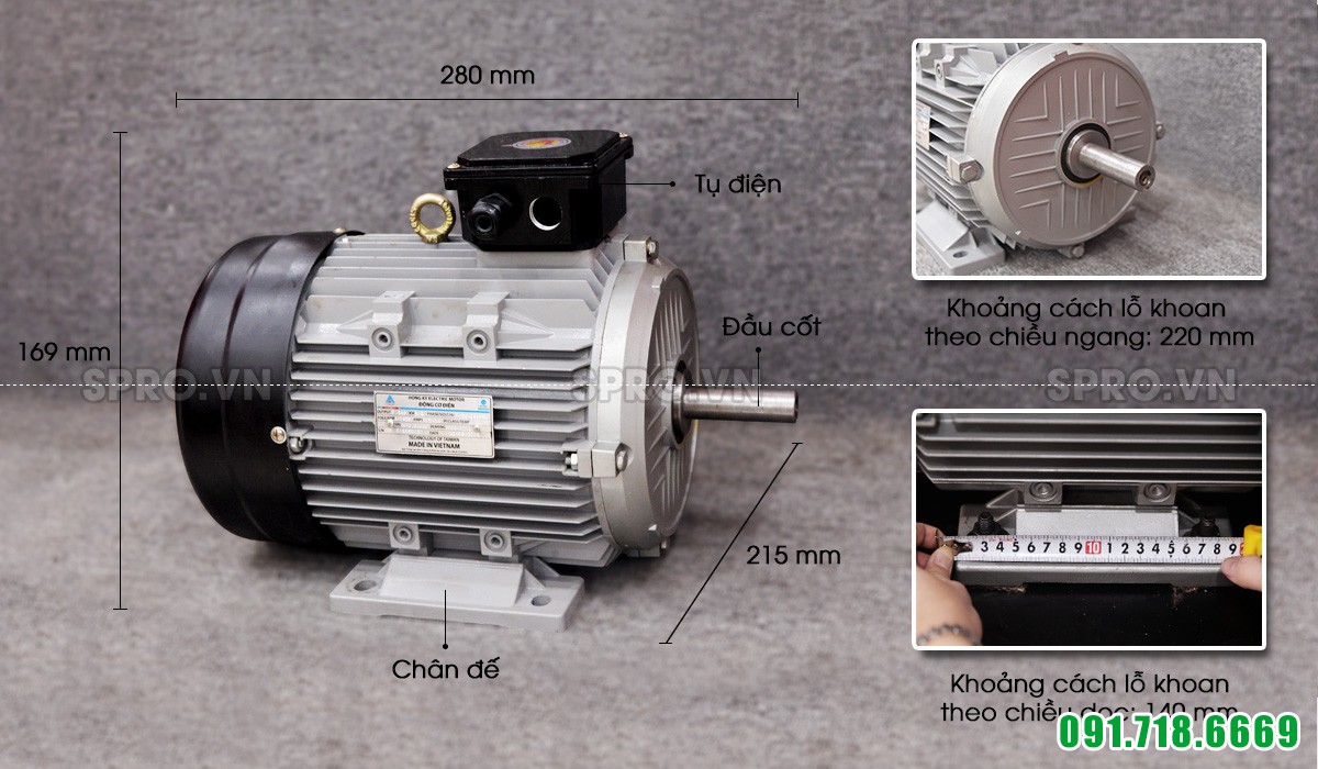 Mô tơ Hồng Ký HKM7.534VN 3 pha vỏ nhôm công suất 7.5 HP