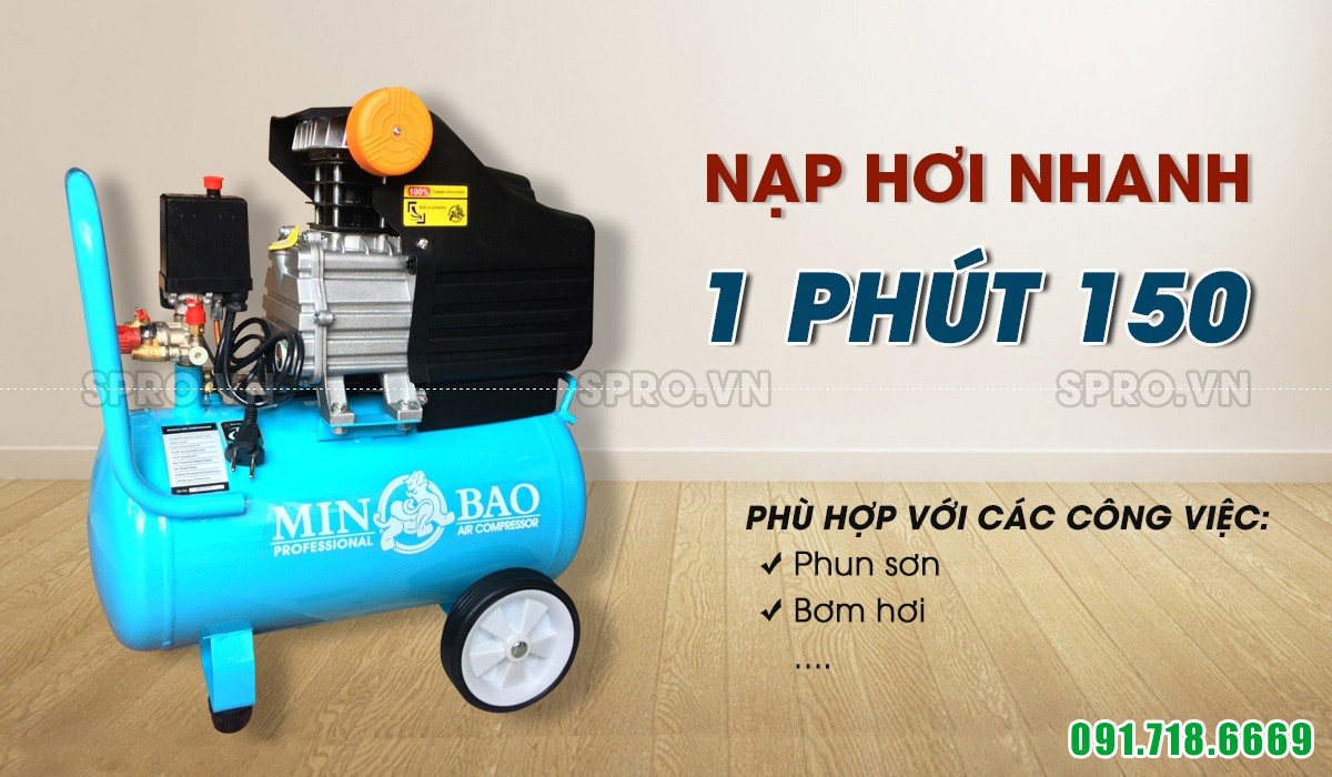  Máy bơm hơi, máy nén khí Mini 3 HP MINBAO MB24 - Dung tích 24L