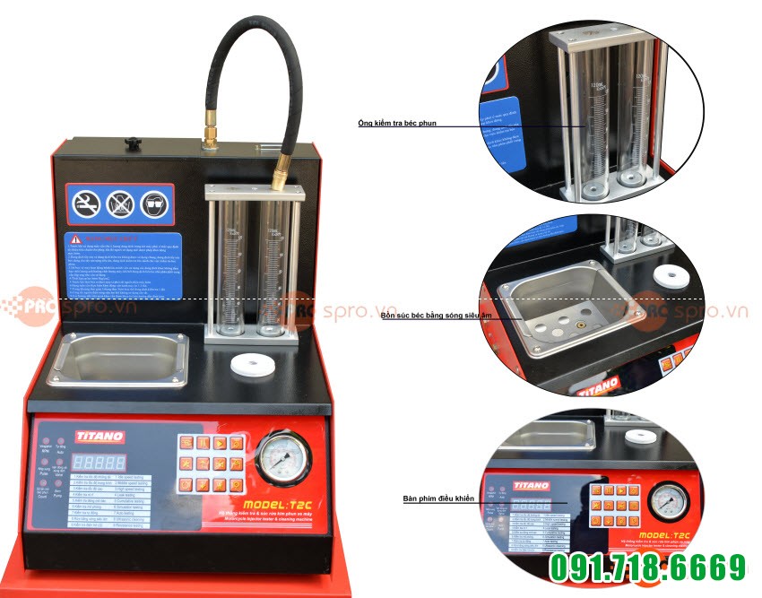 Máy súc rửa kim phun - Béc phun xăng điện tử Titano T2C