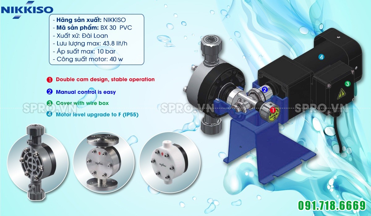 Bơm định lượng hóa chất Nikkiso BX 30 PVC