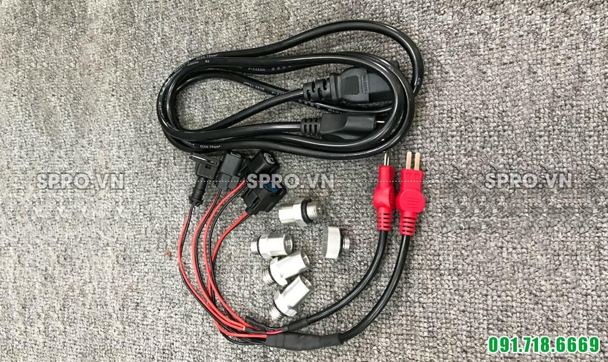Dây cấp điện + dây nối với béc phun + chén giữ cố định béc phun + Dây nguồn
