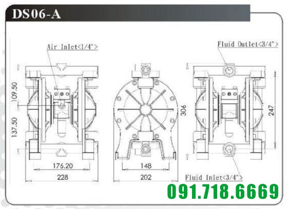 bản vẽ kỹ thuật máy bơm màng ds06
