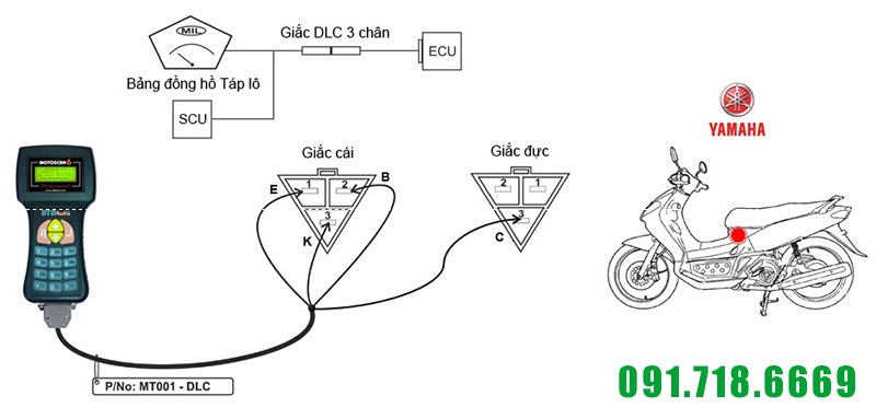 Sơ đồ nối dây và vị trí giắc chẩn đoán (DLC) xe YAMAHA