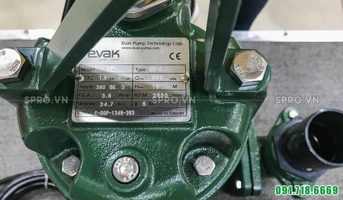 Máy bơm chìm nước thải Evak EW-5.20 2HP - 3 pha
