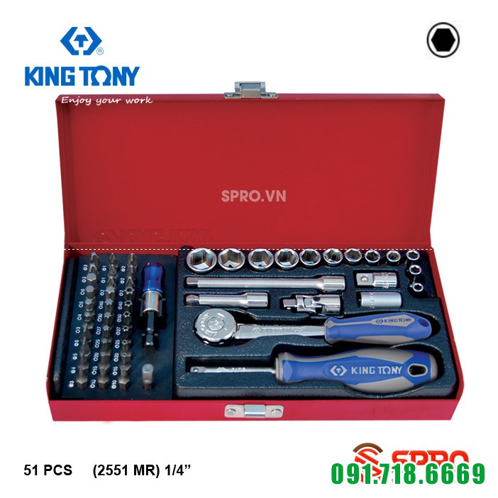 Bộ khẩu tuýp lục giác 51 chi tiết Kingtony 2551MR 1/4