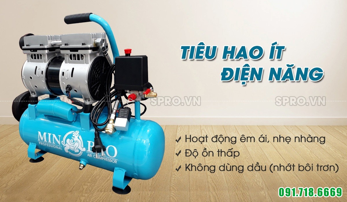 Hình ảnh thực tế máy nén khí mini 1.5HP Wing TM-0.1/8-9L - Dung tích 9L