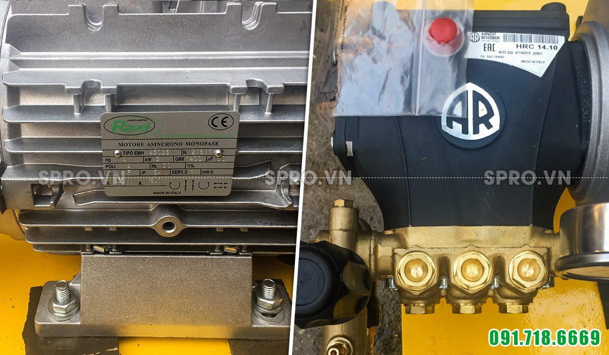 Đầu và motor máy rửa xe áp lực cao AR U30-1410 được nhập khẩu từ Italia