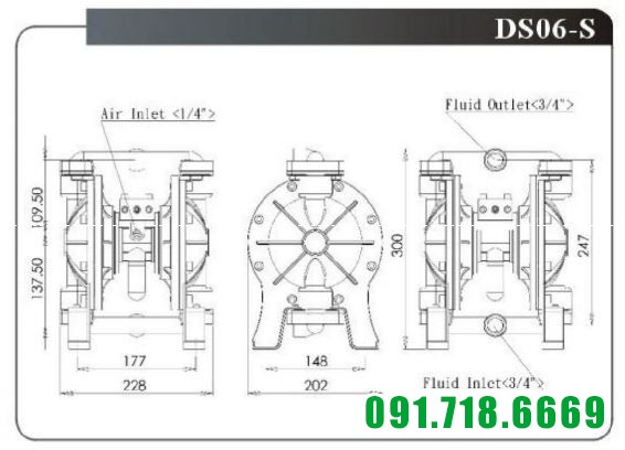 bản vẽ kỹ thuật máy bơm màng ds06