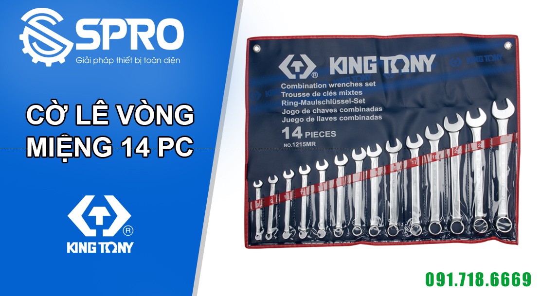 Bộ cờ lê vòng miệng 14 chi tiết Kingtony 1215MR