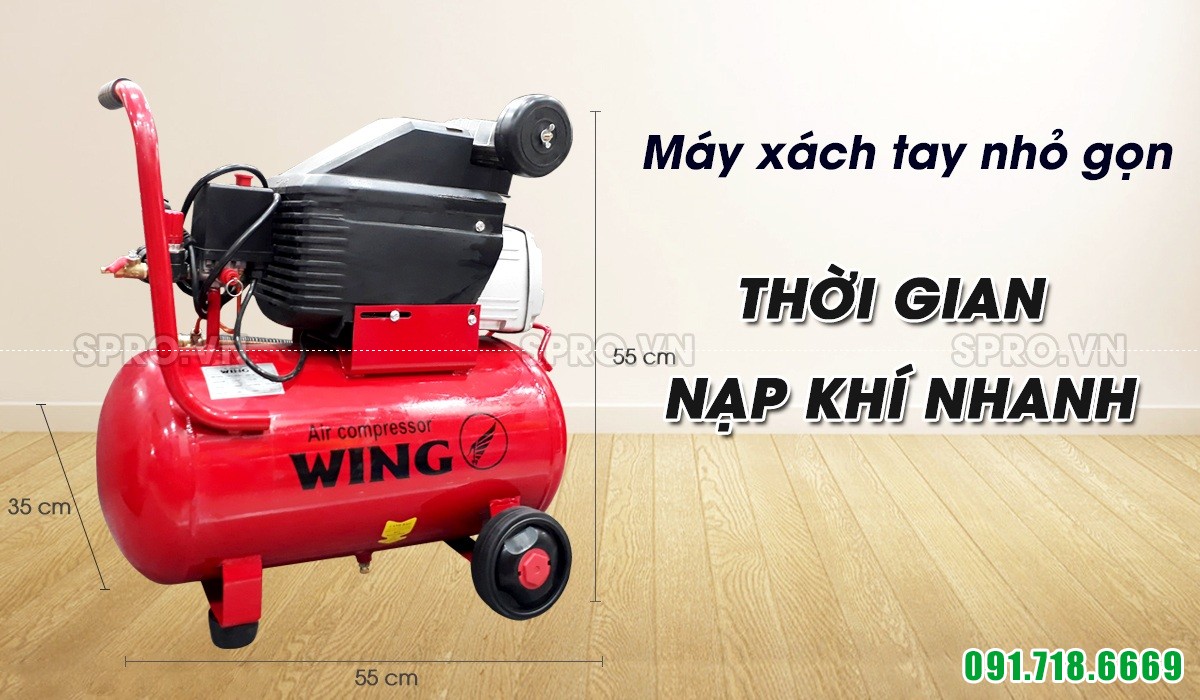 Máy bơm hơi, Máy nén khí mini 1.5HP Wing TM-0.1/8-25L dung tích 25L