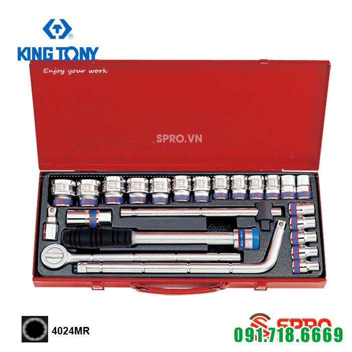 Bộ khẩu tuýp hoa thị 1/2'' Kingtony 4024MR - 24 chi tiết, 8-32mm (Hệ mét)