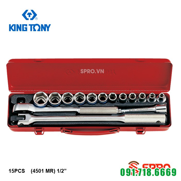 Bộ khẩu tuýp lục giác 15 chi tiết kingtony 4501MR- 1/2