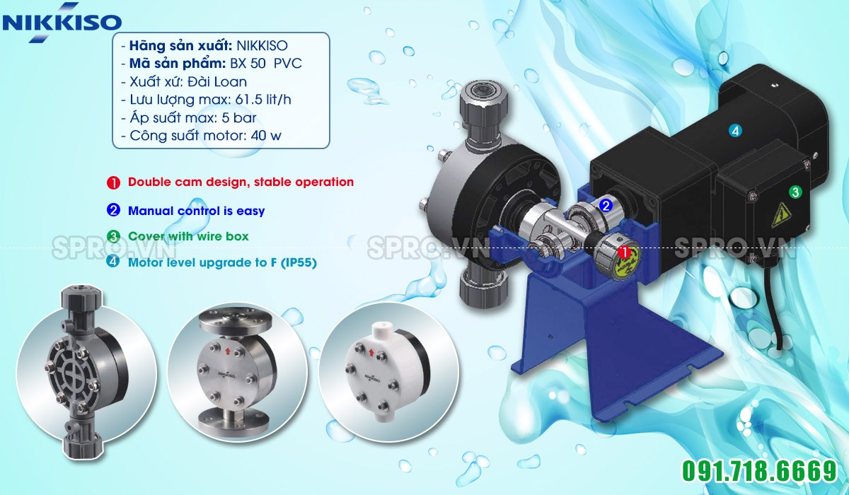Bơm định lượng hóa chất Nikkiso BX 50 PVC
