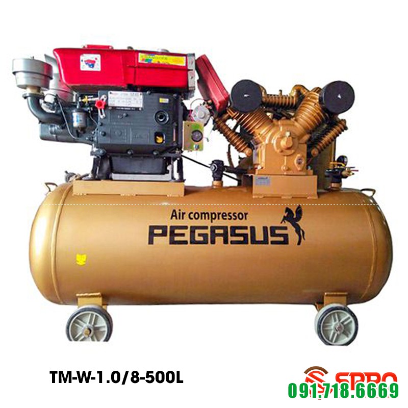 Máy nén khí đầu nổ chạy bằng dầu diesel 10HP 500 lít PEGASUS TM-W-1.0/8-500L