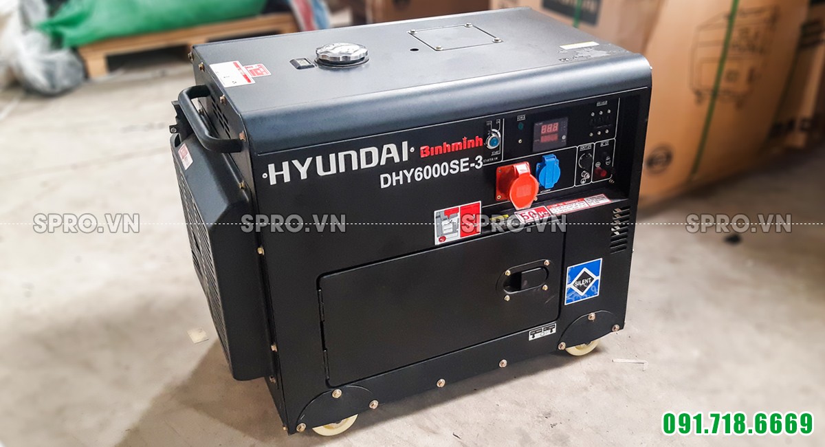 Máy phát điện chạy dầu 3 pha Hyundai 5.5kw DHY6000SE-3 chống ồn