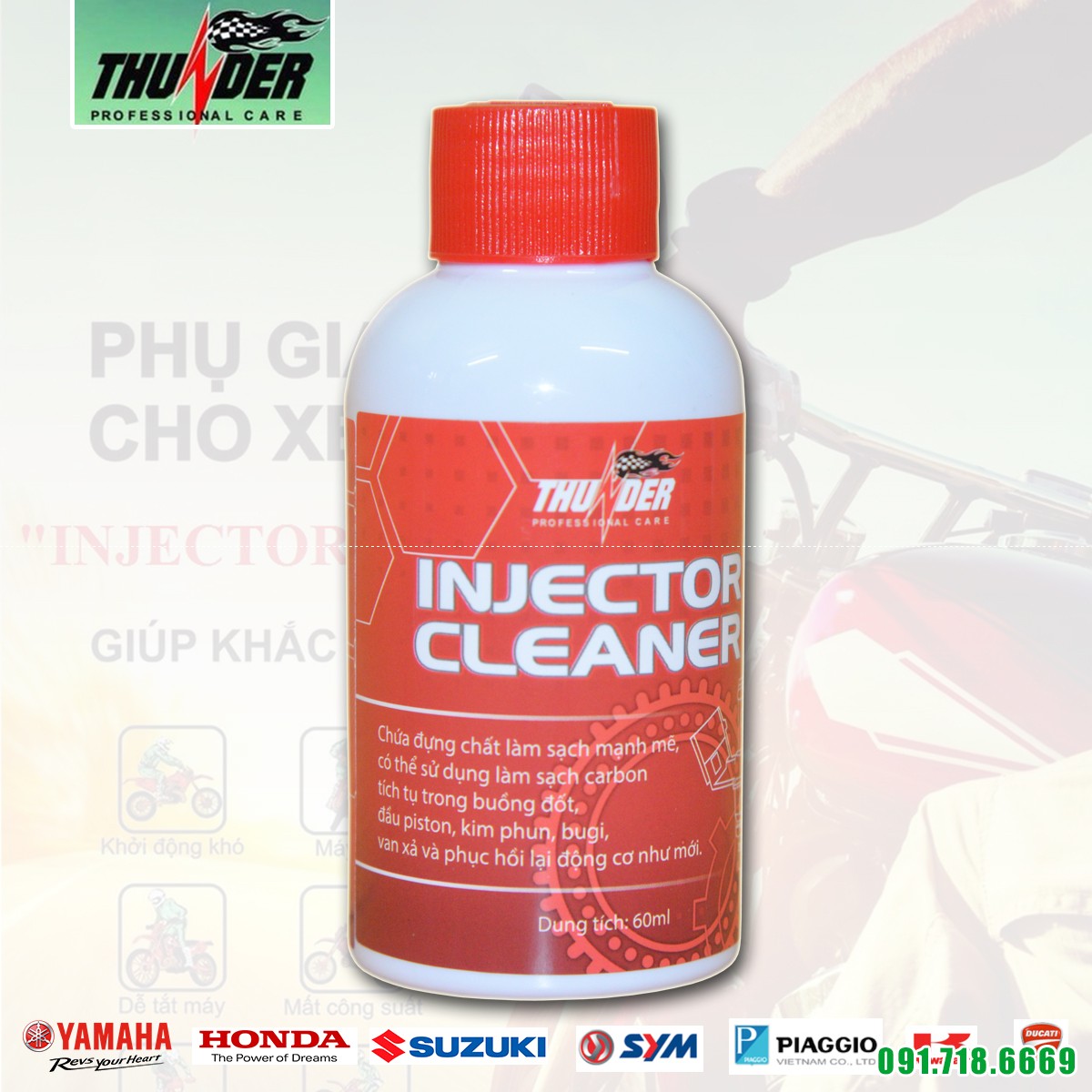 Dung dịch Injector Cleaner giúp vệ sinh và chống tạo mảng bám trong Kim phun, Bình xăng con, Piston, Buồng đốt.