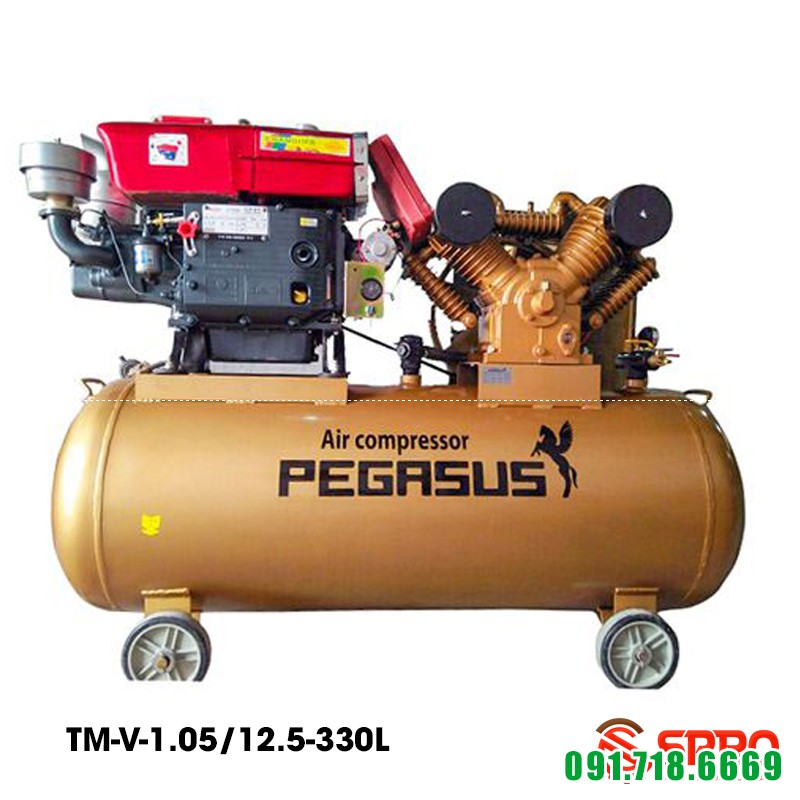 Máy nén khí đầu nổ 10HP PEGASUS TM-V-1.05/12.5-330L chạy bằng dầu diesel