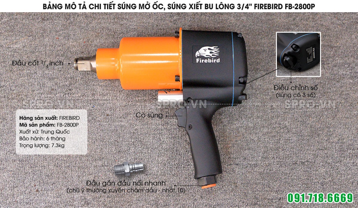 Súng mở ốc, súng xiết bu lông 3/4