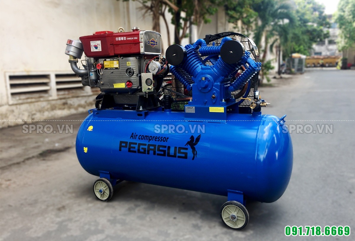 Máy nén khí đầu nổ 10HP PEGASUS TM-V-1.05/12.5-500L chạy bằng dầu diesel