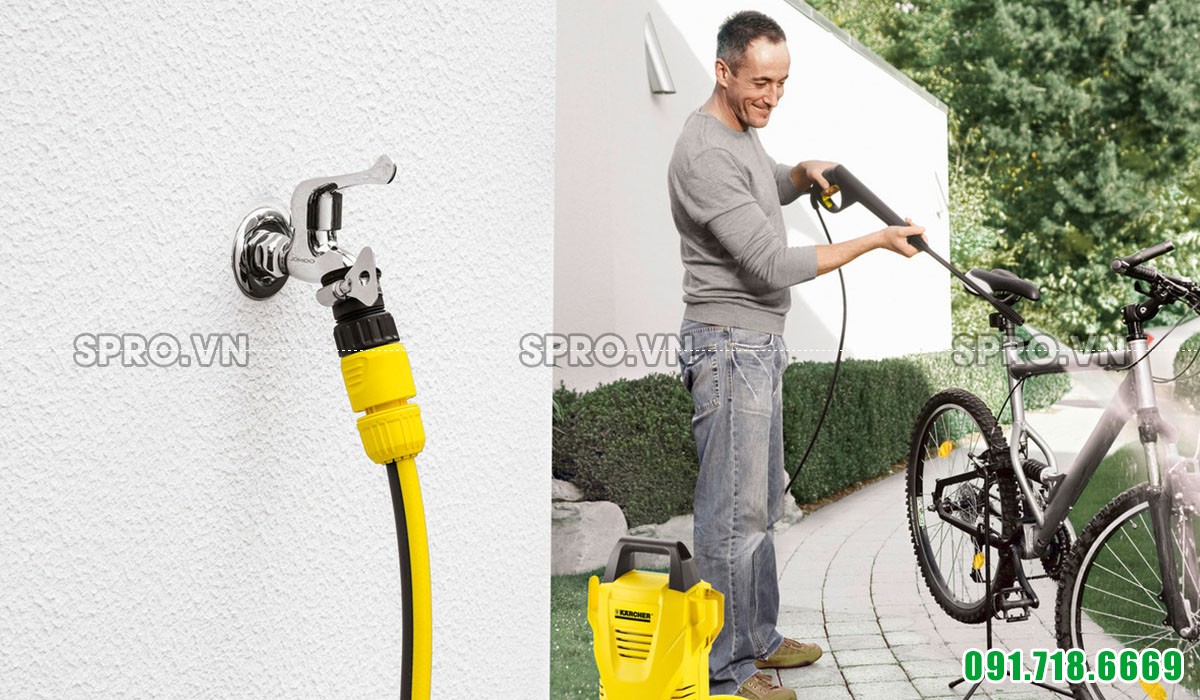Dây phụ kiện Karcher kết nối với vòi nước dễ dàng