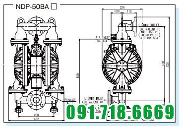 cấu tạo Máy bơm màng khí nén YAMADA NDP-50 BAT