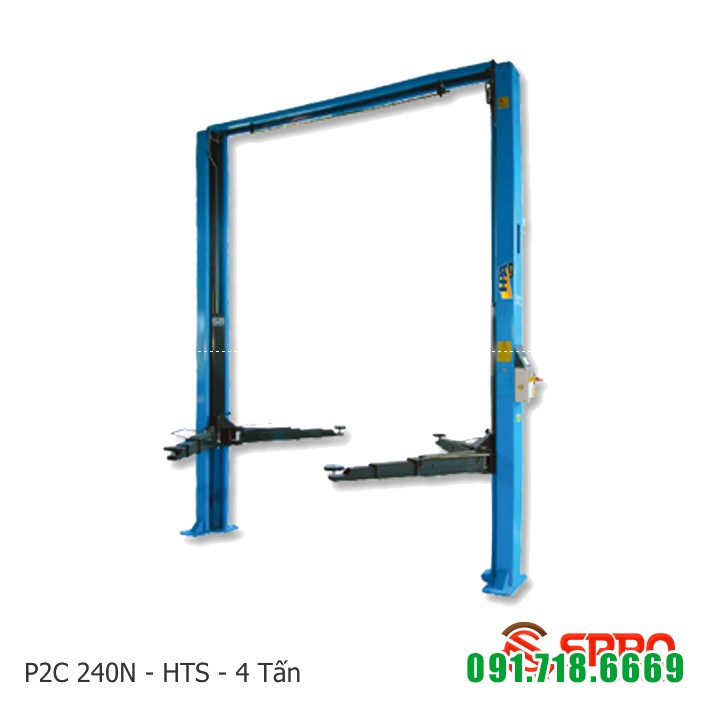 Cầu nâng 2 trụ vít me bất đối xứng HPA là loại cầu nâng ô tô có 2 trụ cổng trên